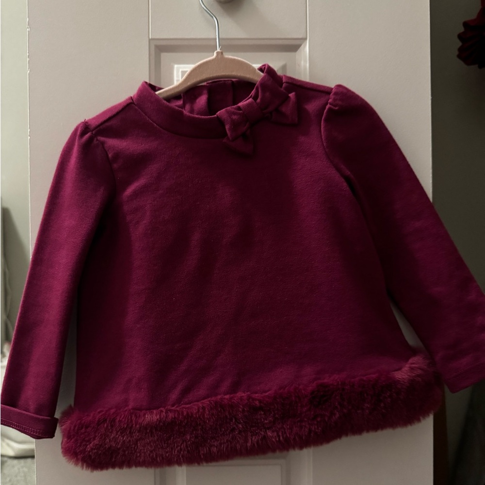 Janie and Jack Deep Red Kids Sweater with Bow